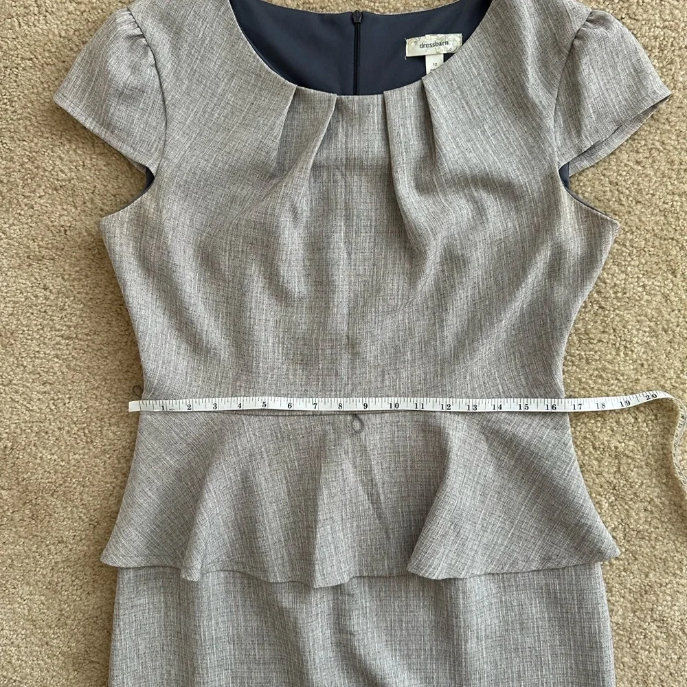 Dressbarn Gray Peplum Ruffle Business Interview Office Dress 12 - Picture 2 of 6